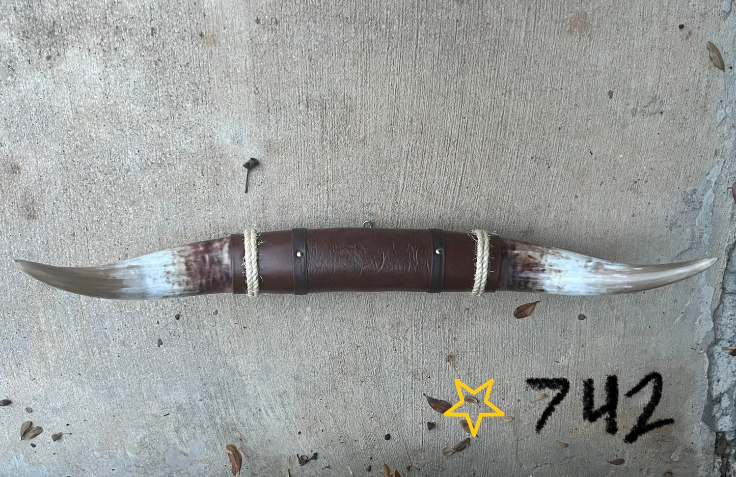 Jefe's SPECIAL #742: XL "Doble Grande" - 29" - Mocha w/ Speckled Red & Grey Tip Horns - Polished Mount Longhorn Steer Bull Cowboy Art Decor