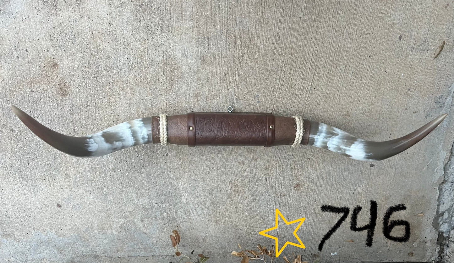 Jefe's SPECIAL #746: XL "Doble Grande" - 28" - Mahogany & Clouded Grey Tip Horns - Polished Mount Longhorn Steer Bull Cowboy Art Decor